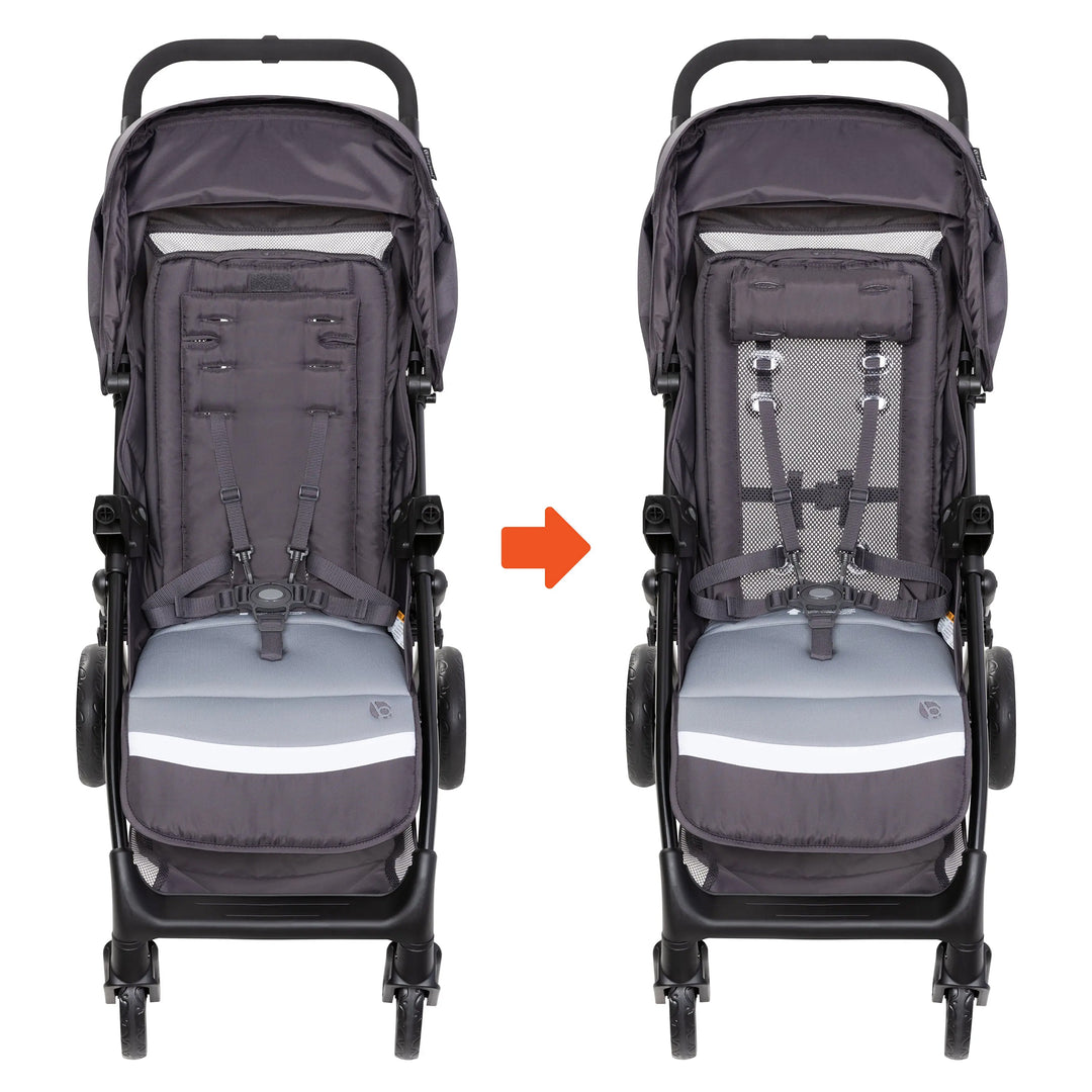 Baby Trend Sonar Seasons Single Stroller with Padded Seat & Canopy, Liberty Grey