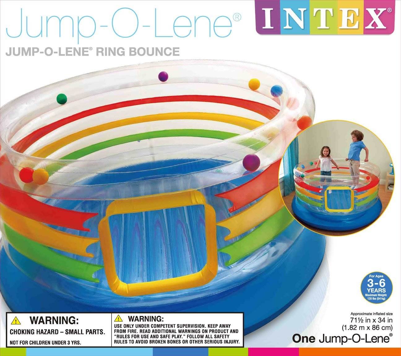 INTEX Inflatable Jump-O-Lene Transparent Ring Bounce Kids Bouncer (Open Box)