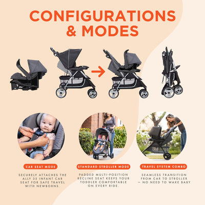 Baby Trend EZ Ride 35 Travel System Stroller Car Seat Combo for Baby,Doodle Dots - VMInnovations