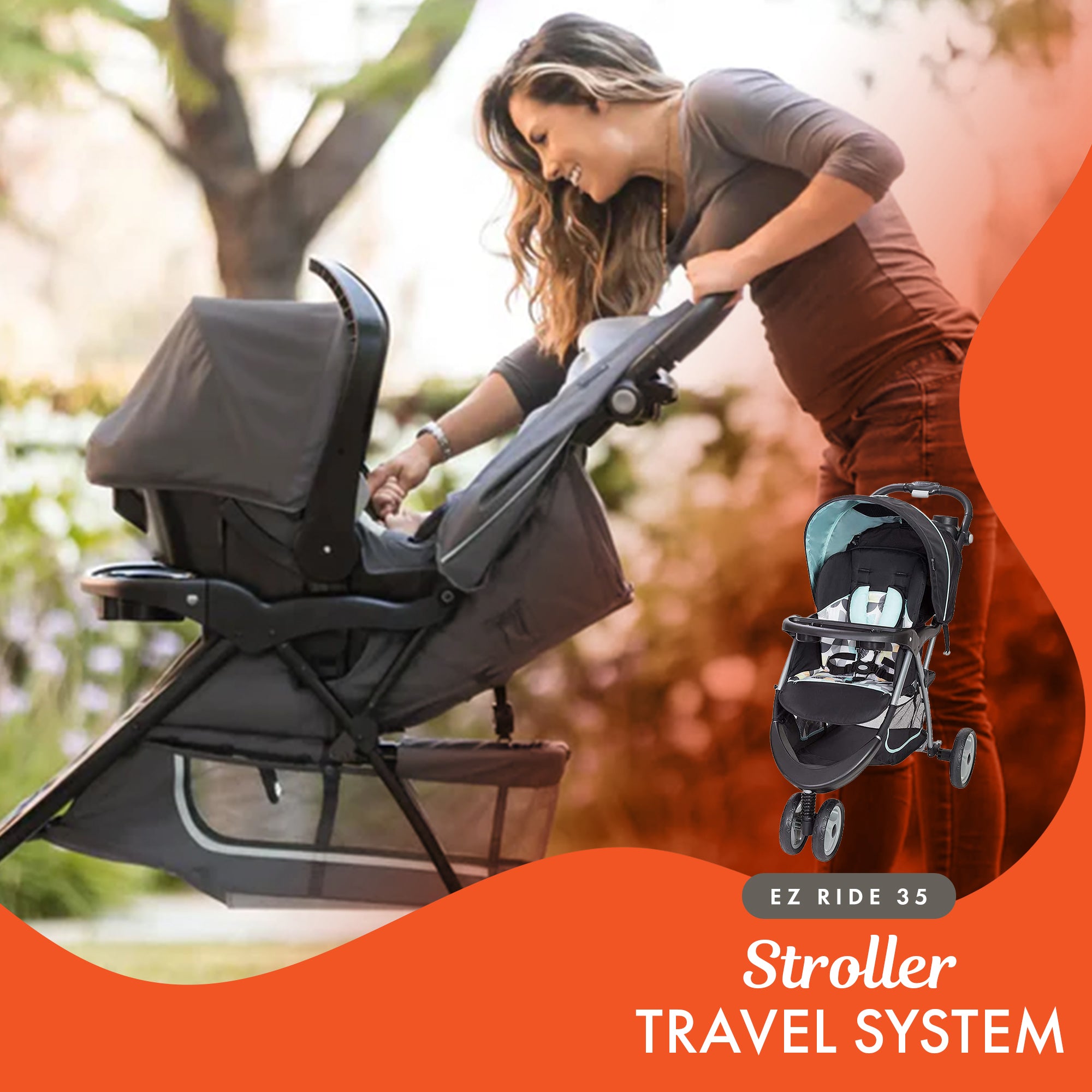 Baby Trend 35 Travel System Stroller Car Seat Combo for Baby, Dots (Open Box)