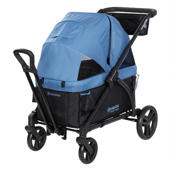 Baby Trend Navigator 2-in-1 Foldable Stroller Wagon with Dual Canopy, Dash Blue