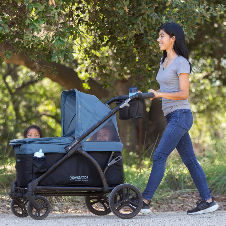 Baby Trend Navigator 2-in-1 Foldable Stroller Wagon with Dual Canopy, Dash Blue