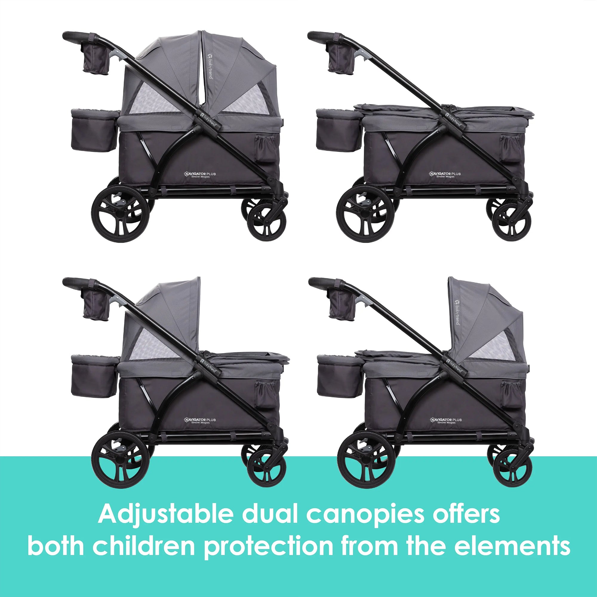 Baby Trend Navigator PLUS 2-in-1 Foldable Stroller Wagon with Canopy, Dash Plum - VMInnovations