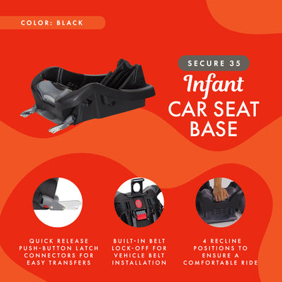 Baby Trend Secure 35 Infant Car Seat Base with 4-Position Recline & LATCH System