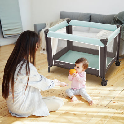 Baby Trend Portable Playard with Bassinet and Travel Bag, Nursery Center, Blue - VMInnovations