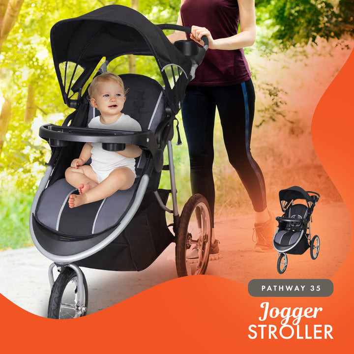 Baby Trend Travel System, Stroller and Car Seat Combo, Pathway 35 Jogger, Grey