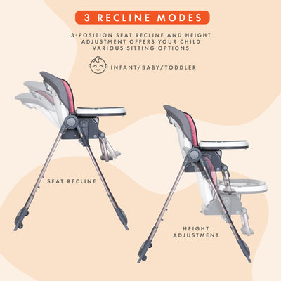 Baby Trend MUV 7-in-1 Feeding Center High Chair, Infant to Youth Seat, Grey - VMInnovations