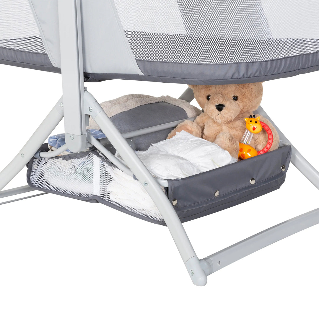 Baby Trend Quick-Fold 2-in-1 Rocking Bassinet, Portable Travel Sleeper, Gray