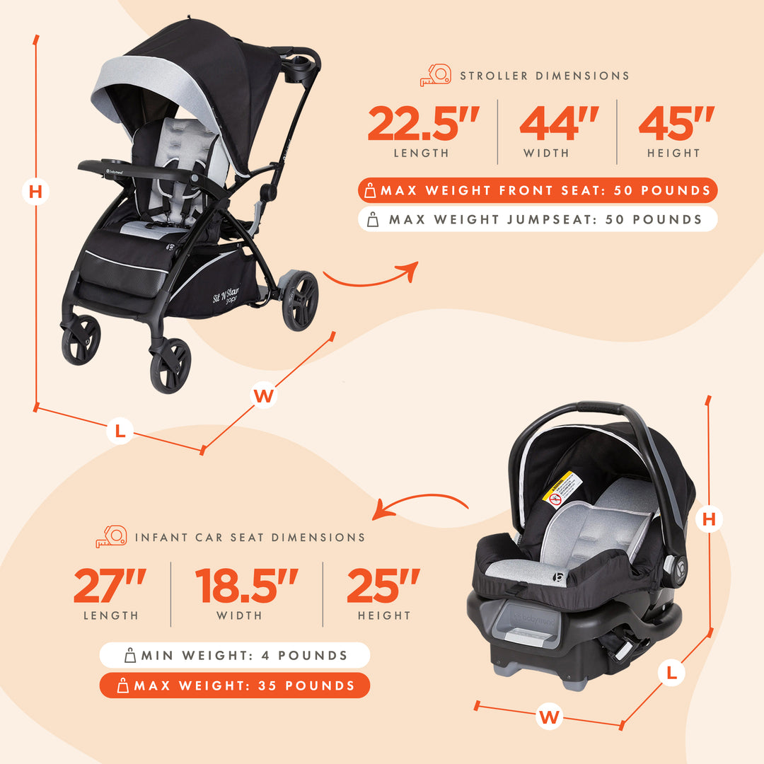 Baby Trend Sit N' Stand 5-in-1 Stroller with Ally 35 Infant Car Seat (Open Box)