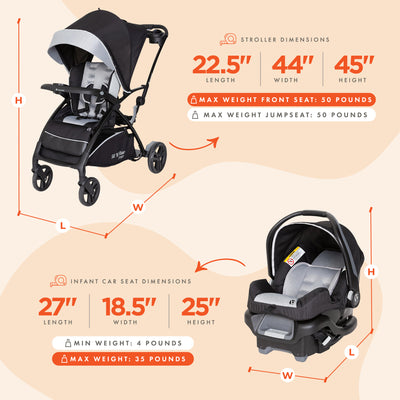 Baby Trend Sit N' Stand 5-in-1 Stroller with Ally 35 Infant Car Seat (Open Box) - VMInnovations
