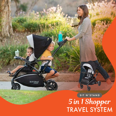 Baby Trend Sit N' Stand 5-in-1 Stroller with Ally 35 Infant Car Seat, (Used)