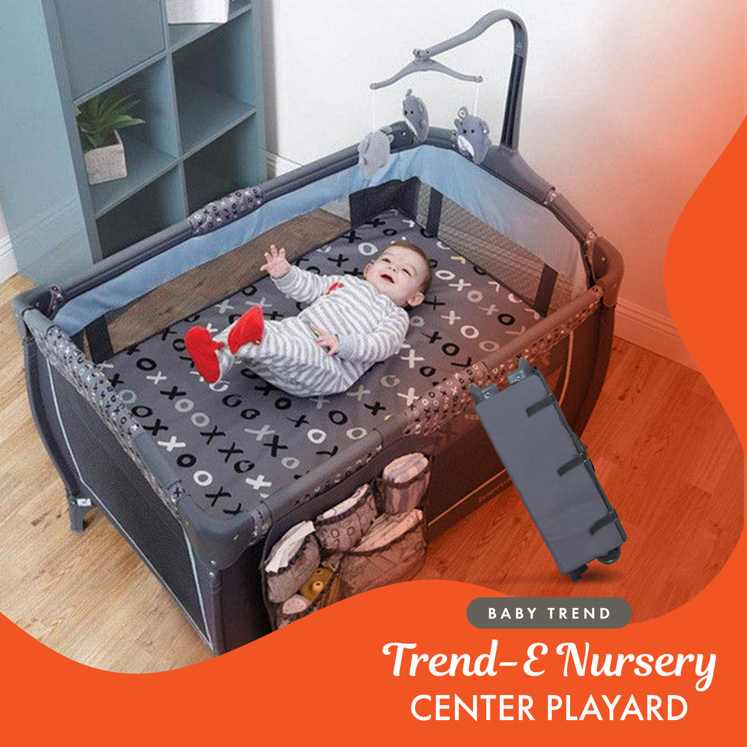 Baby Trend Trend-E Nursery Center Portable Crib with Bassinet, April (Open Box) - VMInnovations