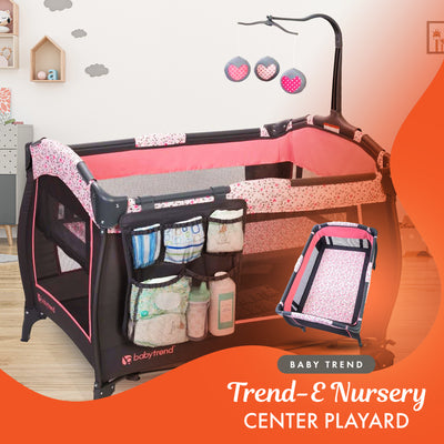 Baby Trend Trend-E Nursery Center Portable Crib with Bassinet, April (Open Box) - VMInnovations