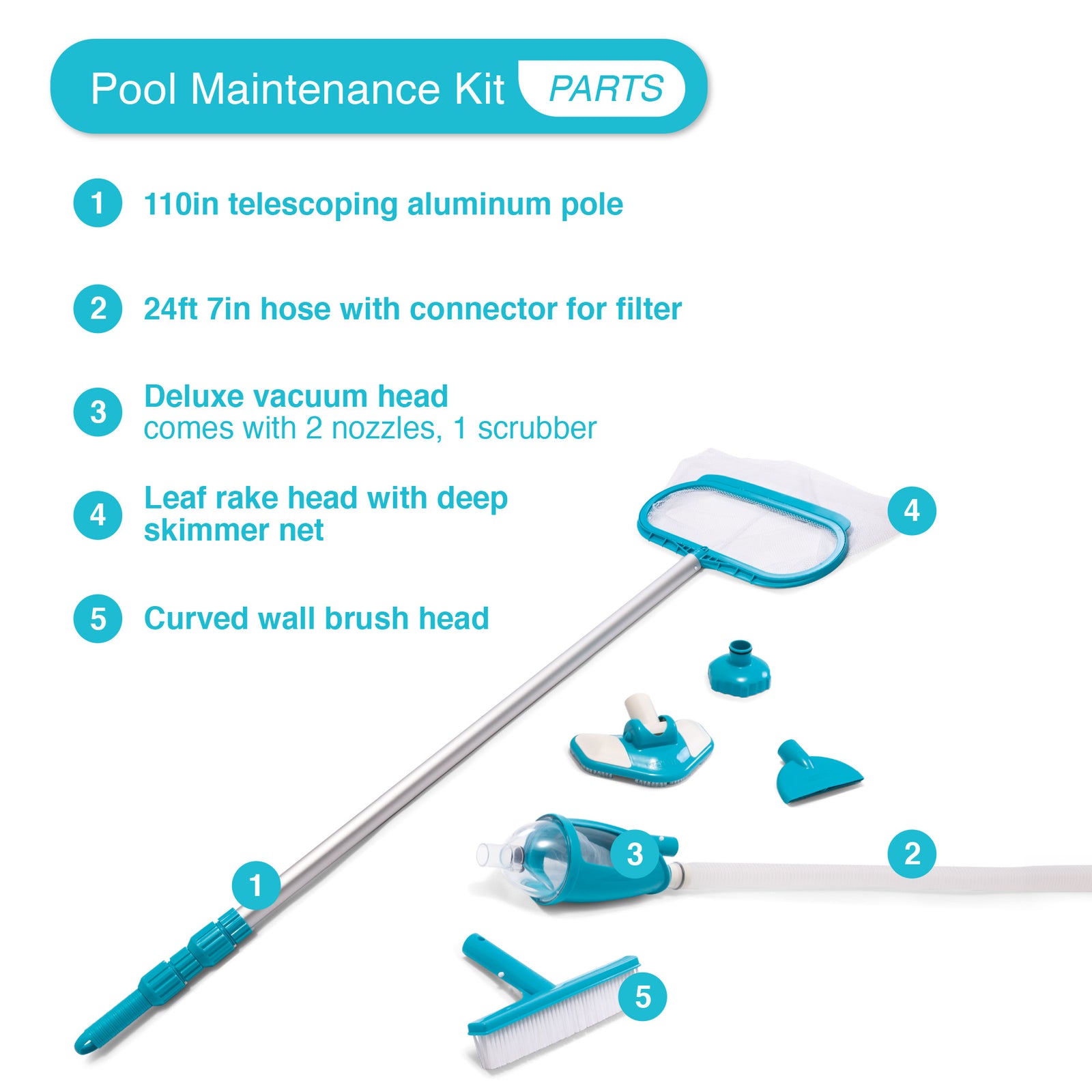 Intex Deluxe Pool Automatic Surface Skimmer and Maintenance Kit w/ Vacuum & Pole - VMInnovations
