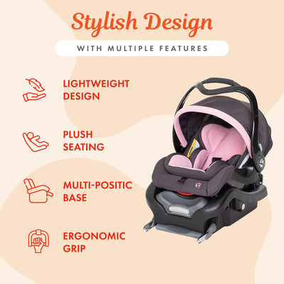 Baby Trend Secure Snap Gear 35 Infant Car Seat with 3 Panel Canopy, Wild Rose - VMInnovations