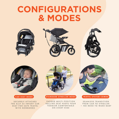 Baby Trend Cityscape Jogger Travel Stroller and Car Seat, Sparrow (Open Box) - VMInnovations