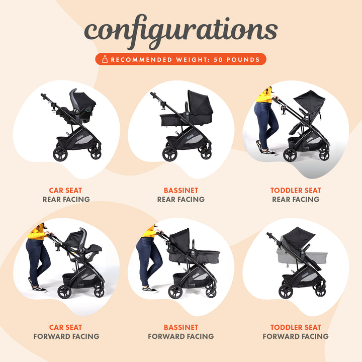 Baby Trend Modular Stroller Sonar Switch with Ally Infant Car Seat, Desert Grey