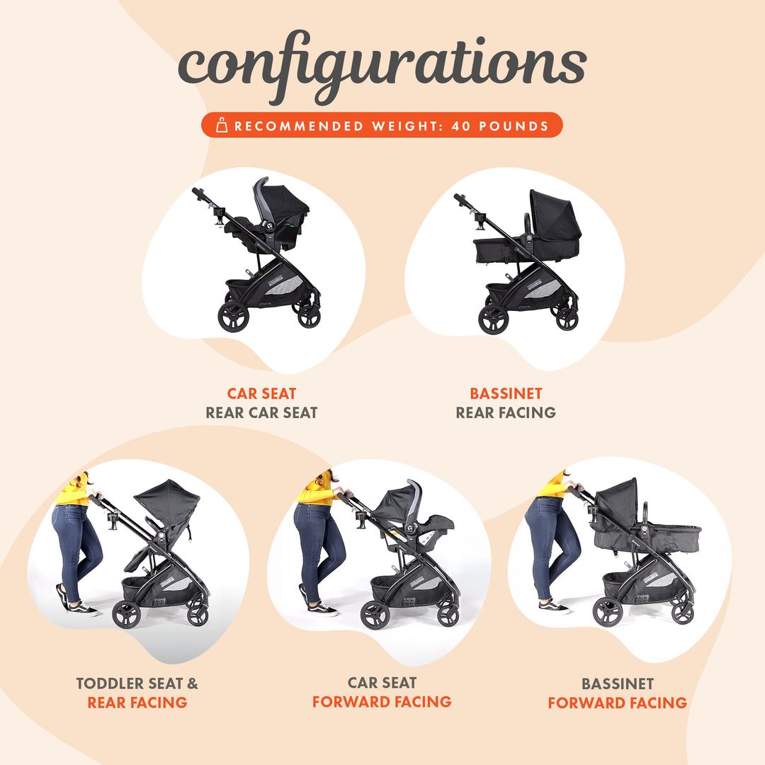 Baby Trend Modular Stroller Sonar Switch with Ally Infant Car Seat, Desert Blue