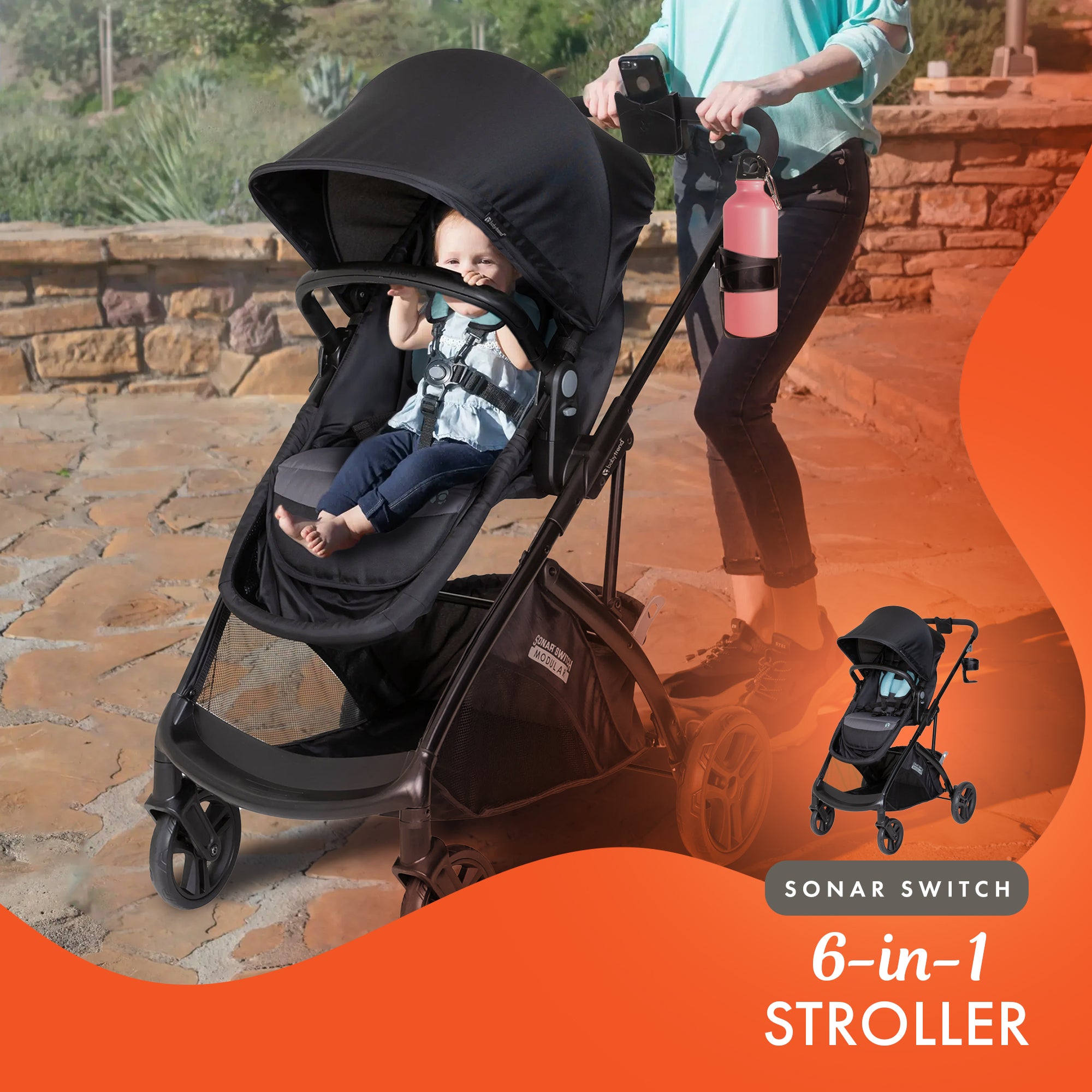 Baby Trend Stroller Sonar Switch w/Ally Infant Car Seat, Desert Blue (Open Box) - VMInnovations