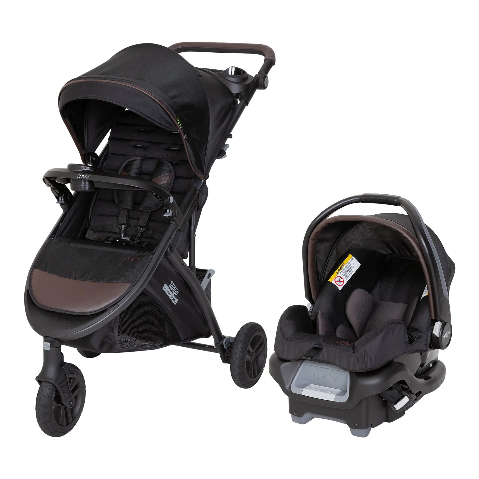 Baby Trend Tango Pro Stroller Travel System with Ally 35 Infant Car Seat, Brown - VMInnovations
