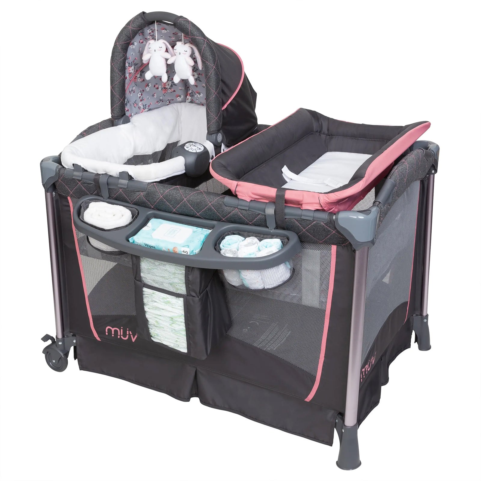 Baby Trend MUV Nursery Center Playard Crib & Changing Table, Jaclyn (Open Box) - VMInnovations