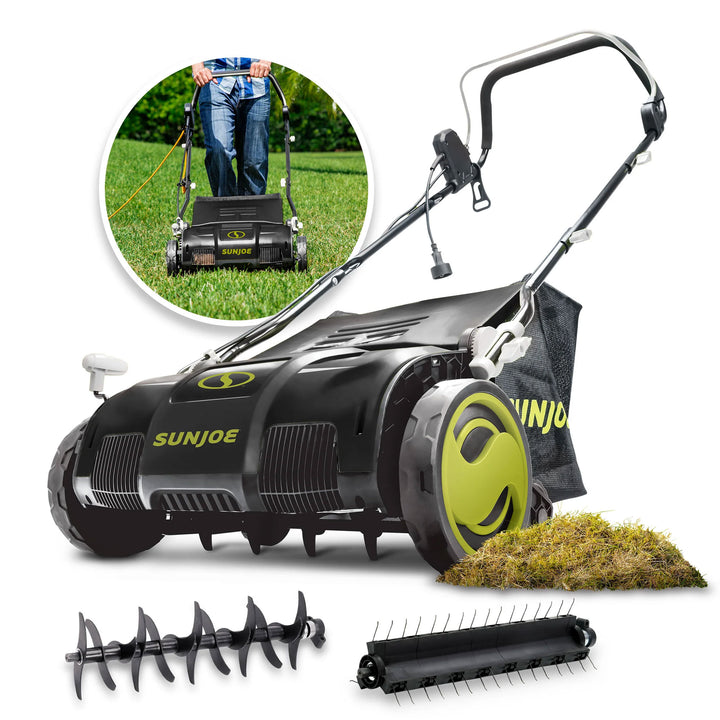 Sun Joe 15" Electric Dethatcher Scarifier w/ Removeable 13.2 Gallon Bag, 13 Amp