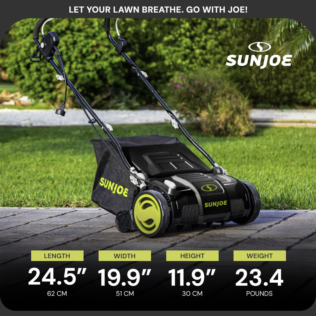 Sun Joe 15" Electric Dethatcher Scarifier w/ Removeable 13.2 Gallon Bag, 13 Amp