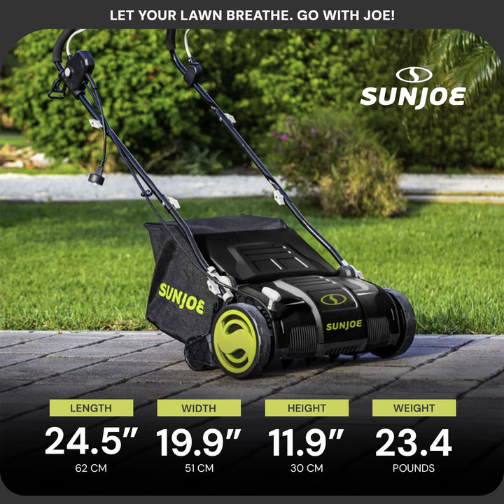 Sun Joe 15" Electric Dethatcher Scarifier w/ Removeable 13.2 Gallon Bag, 13 Amp