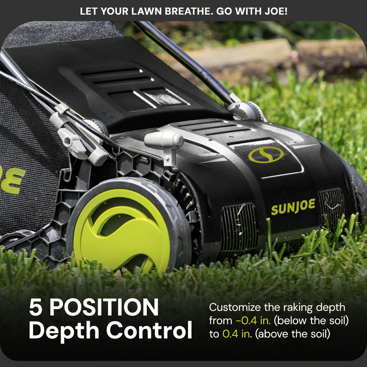 Sun Joe 15" Electric Dethatcher Scarifier w/ Removeable 13.2 Gallon Bag, 13 Amp
