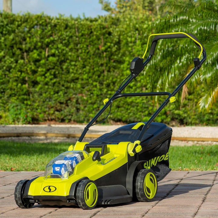 Sun Joe Mulching Walk Behind Lawn Mower, 11 Gallon Grass Catcher, 24V-X2-17LM