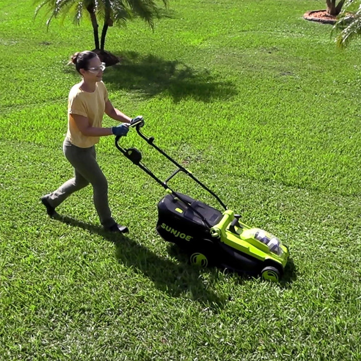 Sun Joe Mulching Walk Behind Lawn Mower, 11 Gallon Grass Catcher, 24V-X2-17LM