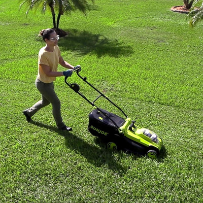 Sun Joe Mulching Walk Behind Lawn Mower, 11 Gallon Grass Catcher (Open Box)