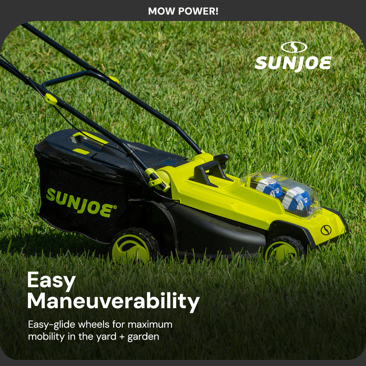 Sun Joe Mulching Walk Behind Lawn Mower, 11Gal Grass Catcher, 24V-X2-17LM (Used)