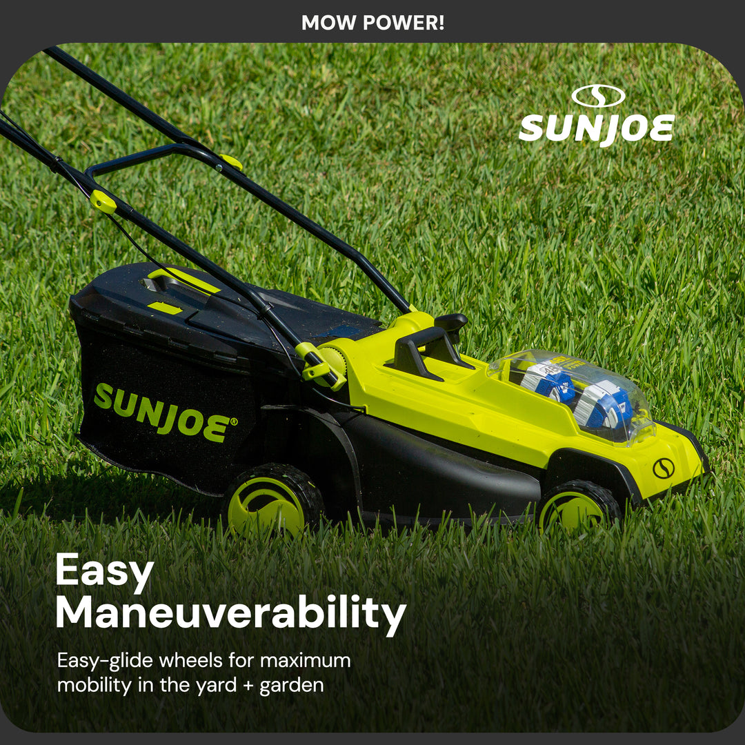 Sun Joe Mulching Walk Behind Lawn Mower, 11Gal Grass Catcher, 24V-X2-17LM (Used)