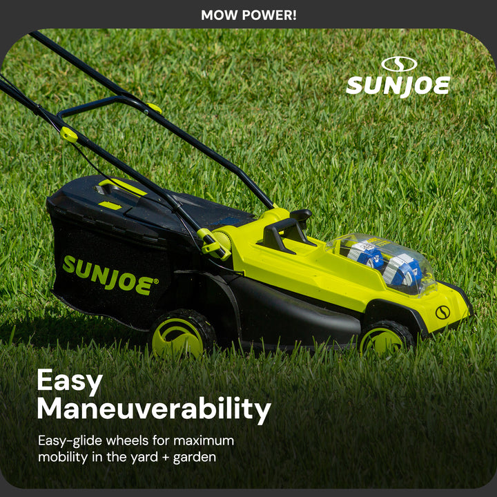 Sun Joe Mulching Walk Behind Lawn Mower, 11 Gallon Grass Catcher, 24V-X2-17LM