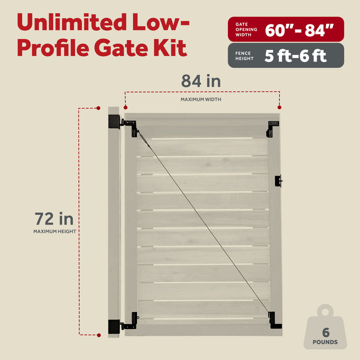 Adjust-A-Gate Frameless Anti-Sag Gate Kit, Fits Openings Up to 72"x84"(Open Box)