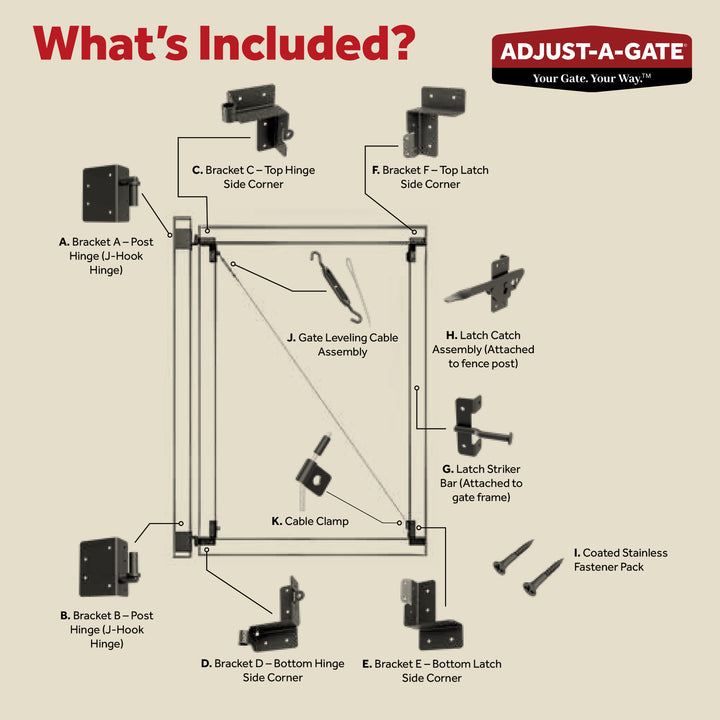 Adjust-A-Gate Frameless Anti-Sag Gate Kit, Fits Openings Up to 72"x84"(Open Box)