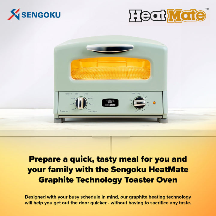 HeatMate Countertop Toaster Oven w/Graphite Technology & Accessories, Olive - VMInnovations