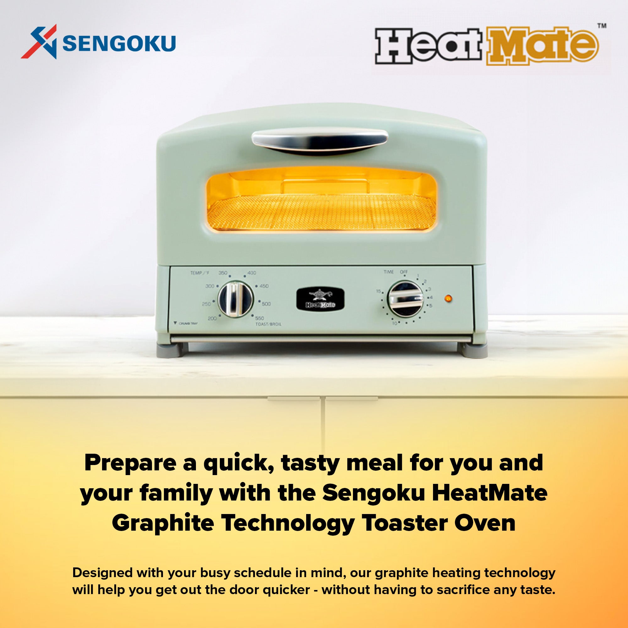 HeatMate Countertop Toaster Oven w/Graphite Technology & Accessories (Open Box) - VMInnovations