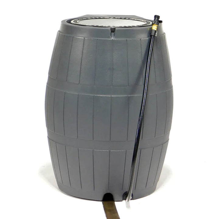 FCMP Outdoor RC4000 50 Gallon Outdoor Rain Water Catcher Barrel Container, Grey