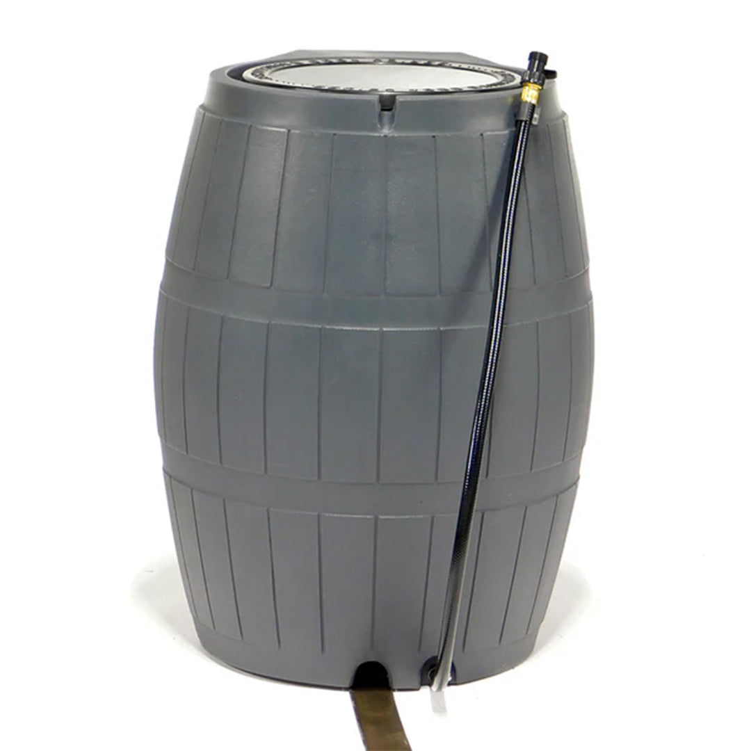 FCMP Outdoor RC4000 50 Gallon Outdoor Rain Water Catcher Barrel Container, Grey