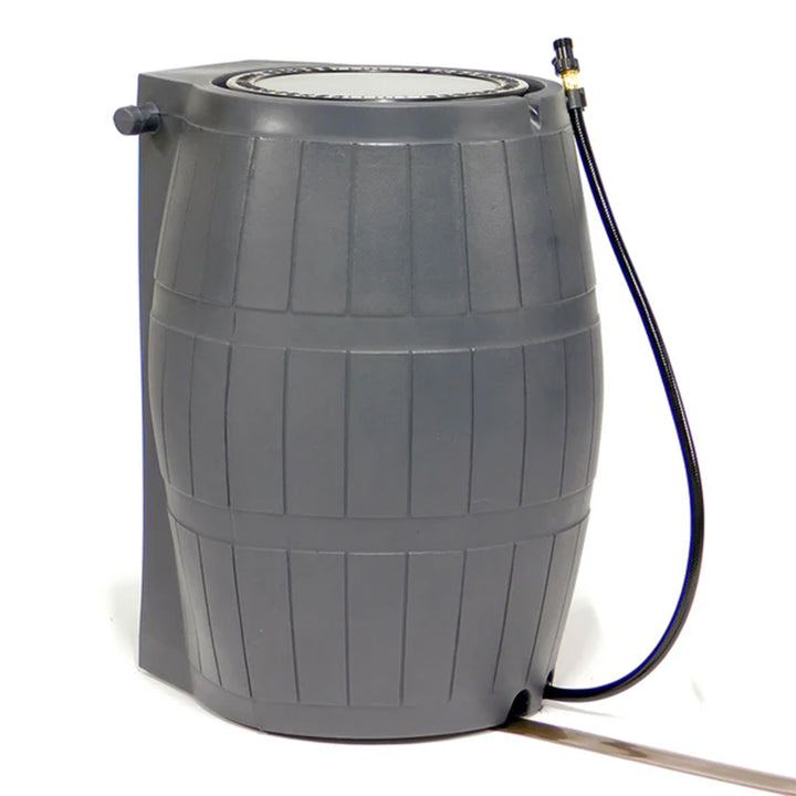 FCMP Outdoor RC4000 50 Gallon Outdoor Rain Water Catcher Barrel Container, Grey