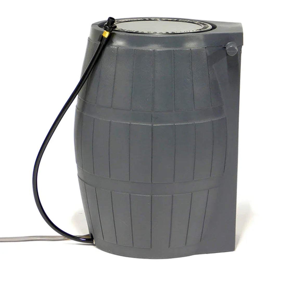 FCMP Outdoor RC4000 50 Gallon Outdoor Rain Water Catcher Barrel Container, Grey