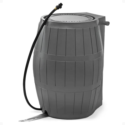 FCMP Outdoor 50 Gal Outdoor Rain Water Catcher Barrel Container, Grey (Open Box)