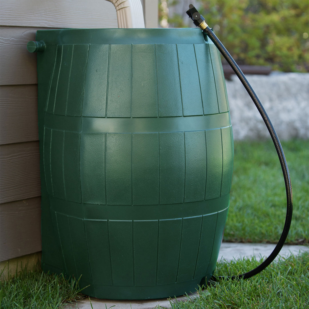 FCMP Outdoor RC4000 50Gal Rain Water Catcher Barrel Container, Green (For Parts) - VMInnovations