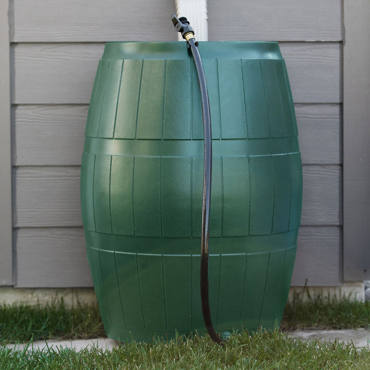 FCMP Outdoor RC4000 50Gal Rain Water Catcher Barrel Container, Green (For Parts) - VMInnovations