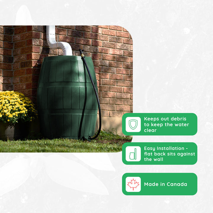 FCMP Outdoor RC4000 50Gal Rain Water Catcher Barrel Container, Green (For Parts)