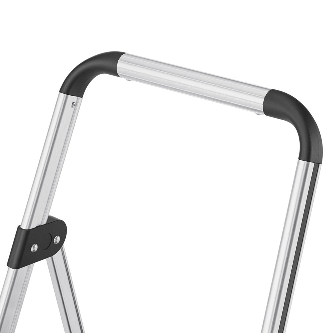 Hailo Folding 2 Step Non-Slip Stool for Home and Kitchen, Silver/Black(Open Box)