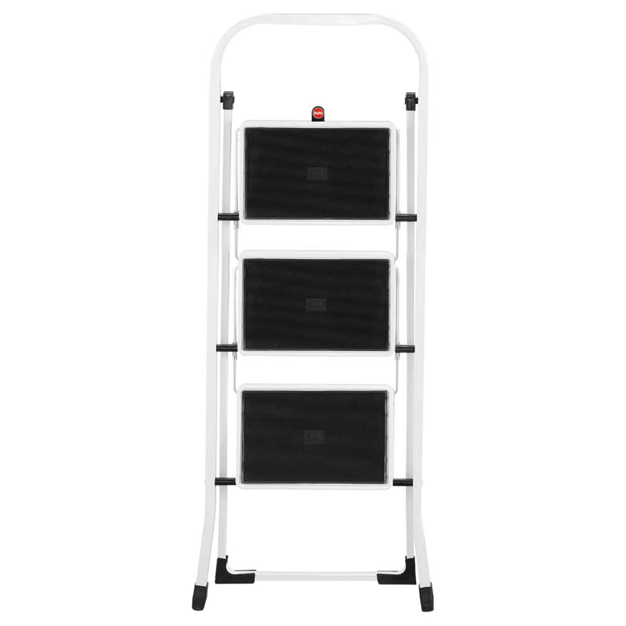 Hailo 3-Step Folding Ladder w/Sturdy Steel Frame, 330 lb Capacity, (Open Box) - VMInnovations
