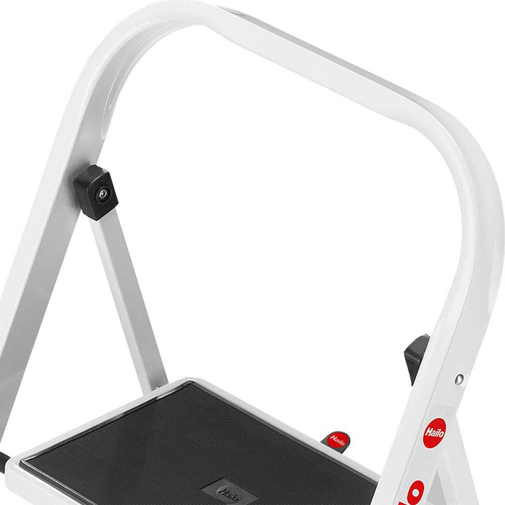 Hailo K20 3-Step Folding Ladder with Sturdy Steel Frame, 330 lb Capacity, Silver